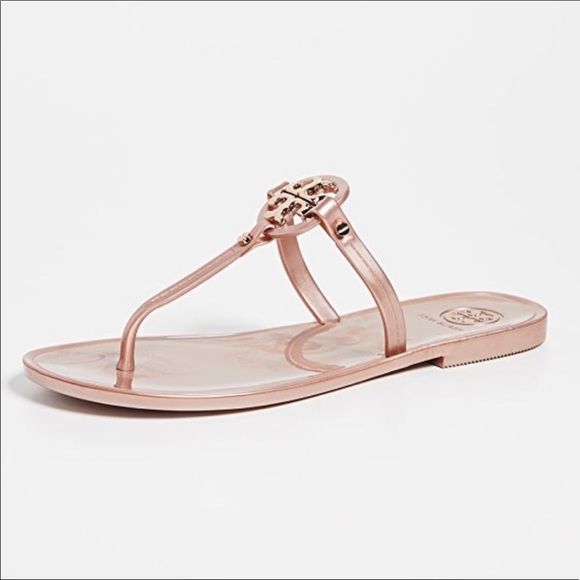 mini miller jelly thong sandal rose gold
